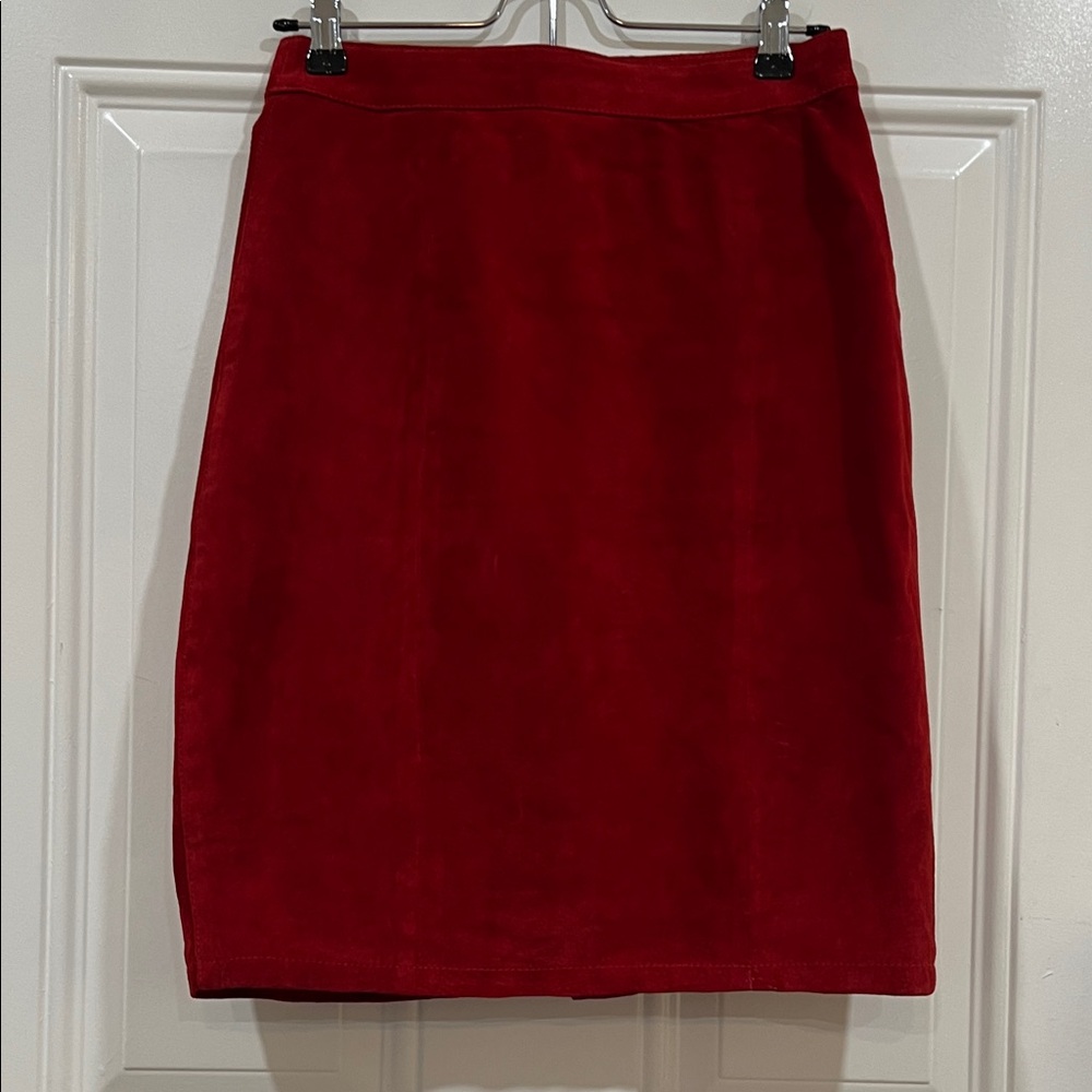 Women's Red Suede Pencil Skirt